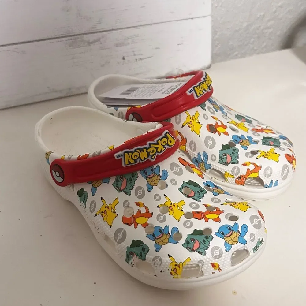 CLOGS White and Red pokemon size 3 kids unisex